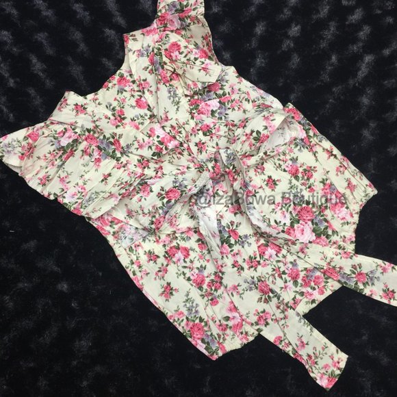 Yellow & Pink Rose X Romper Jumpsuit - Picture 3 of 3